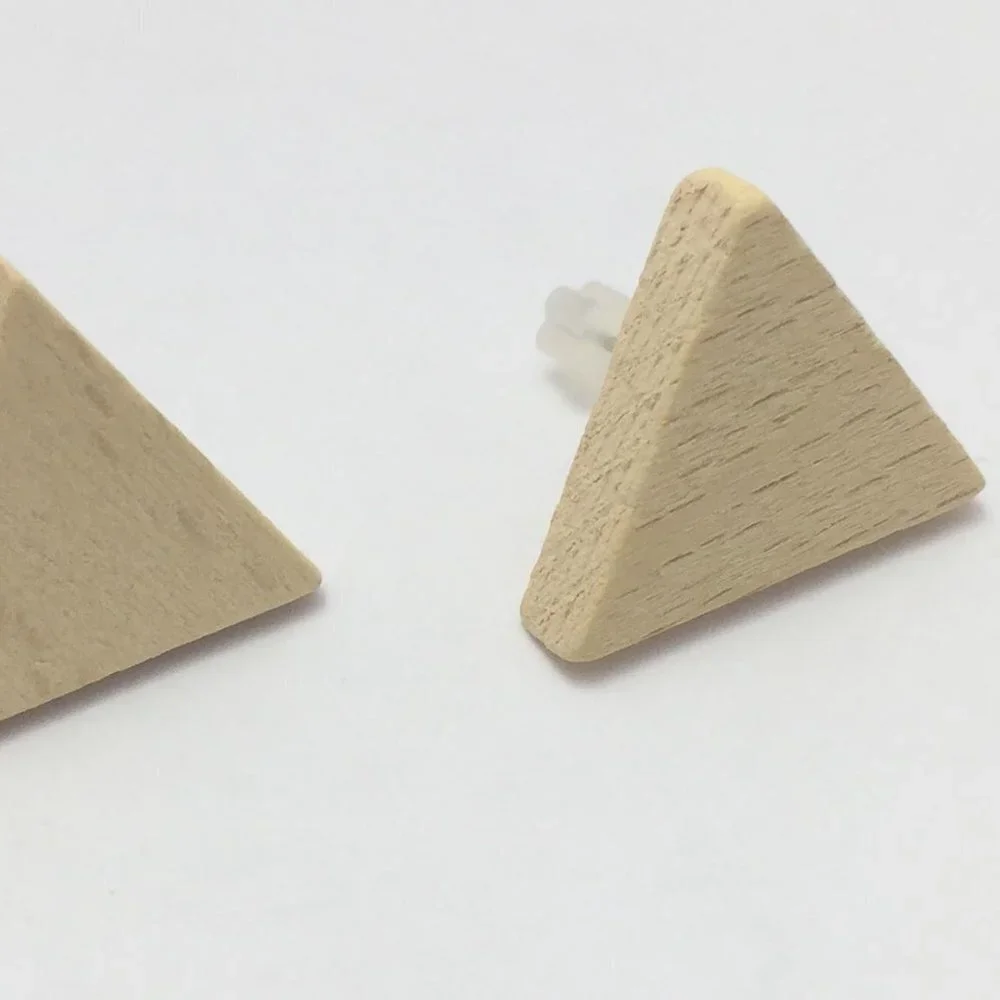 Jewelry earrings stud studs wood wooden triangle triangular minimalist fashion